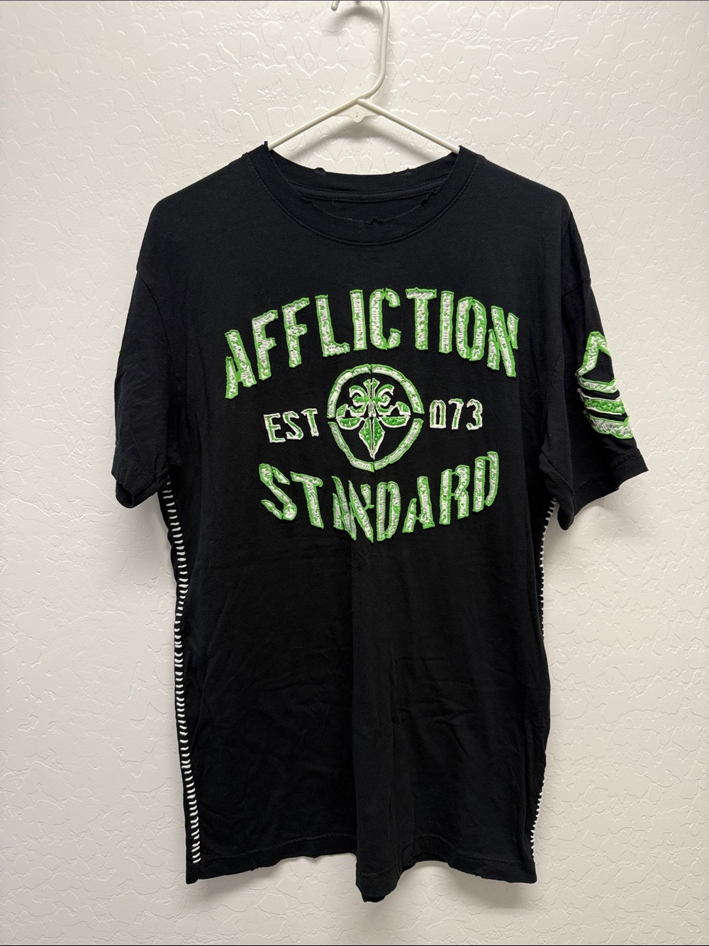 Affliction Black Tee with Neon Green Graphic